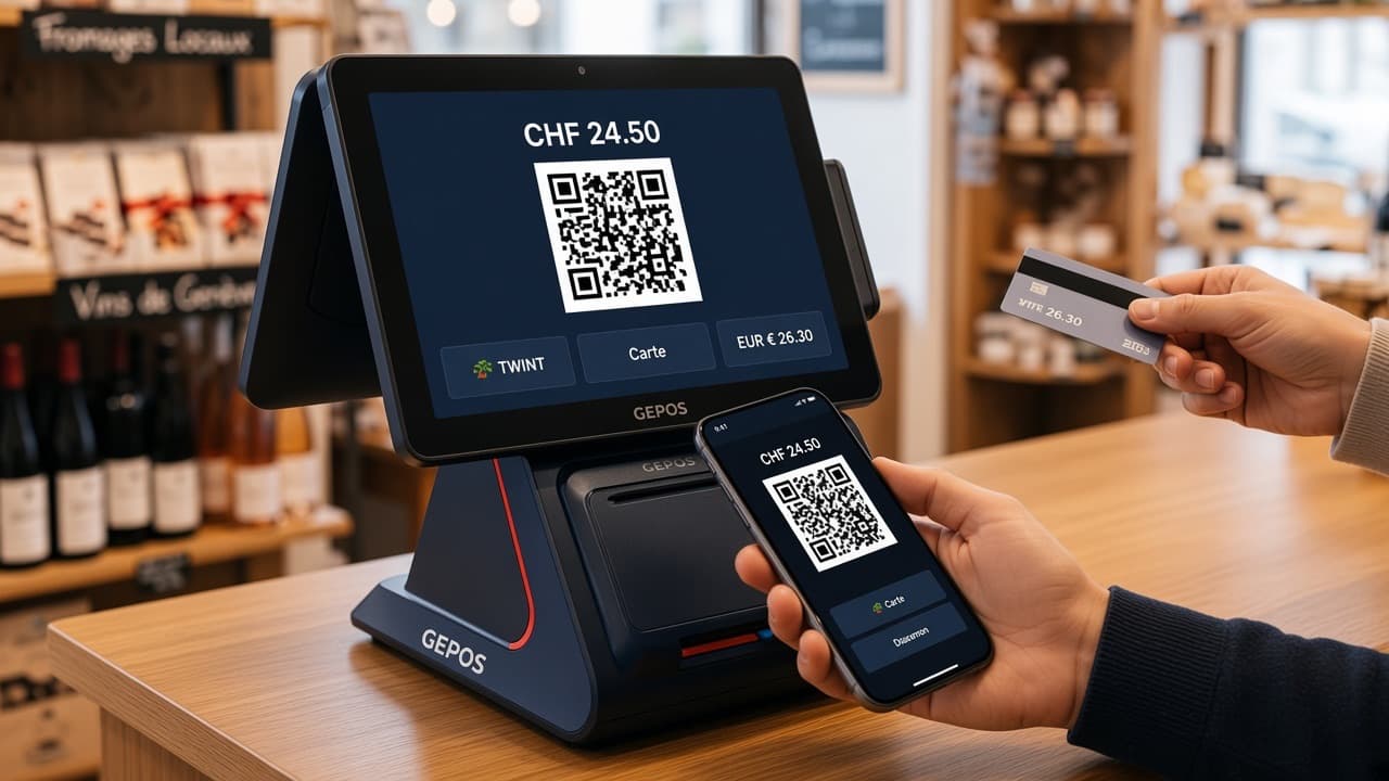 Customer paying with TWINT in a bakery equipped with GEPOS